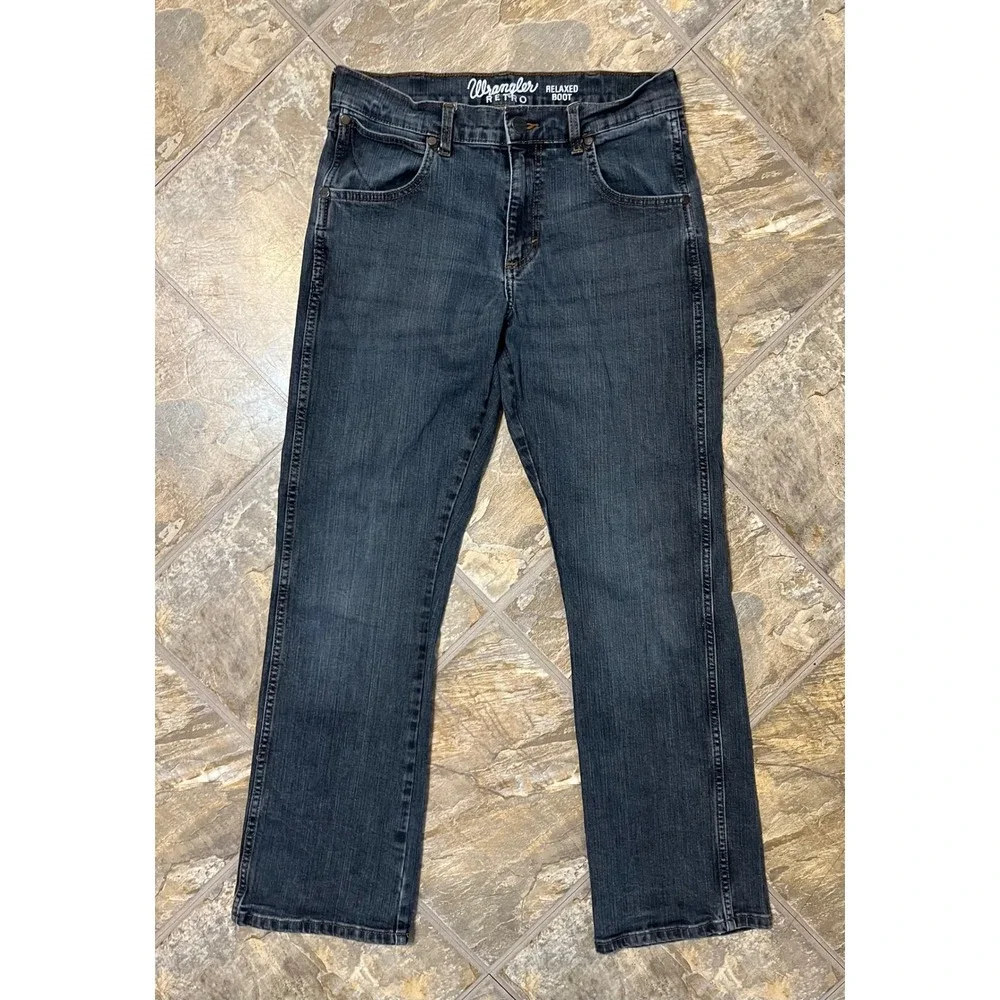 Wrangler Retro Relaxed Boot Jeans Mens 30x30 Dark Wash Western Denim